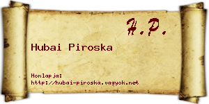 Hubai Piroska névjegykártya
